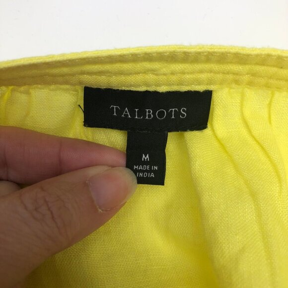 Talbots 100% Linen Yellow Short Sleeve Top Size M - Picture 6 of 7
